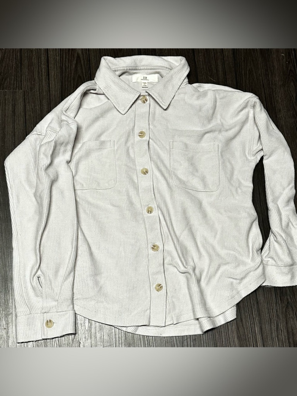 XL Cream corduroy buttonup minimalist aesthetic neutral lightweight shacket